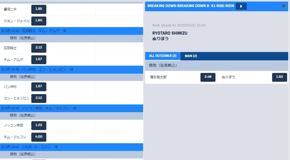 コニベットはオッズ発表が早い