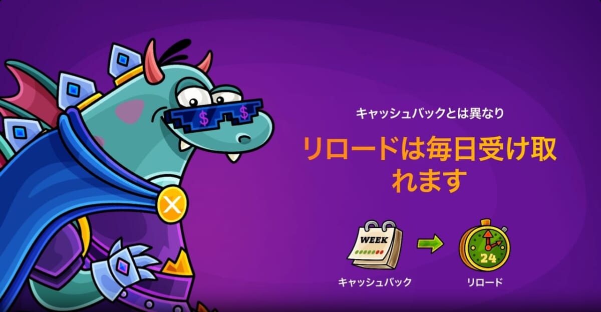 リロードボーナス
リロードは毎日受け取れます