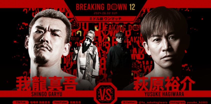 BREAKING DOWN12
2024.06.02.SUN
ミドル級ワンマッチ
我龍真吾 vs 萩原裕介