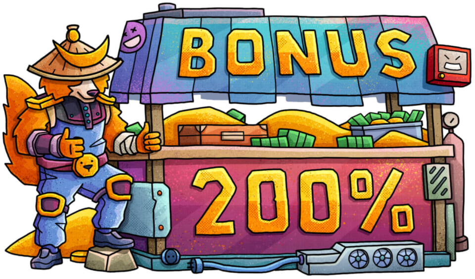 テッドベットカジノの初回入金ボーナス200％(BONUS200%)
