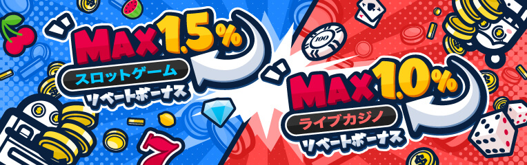 MAX1.5%スロットゲームリベートボーナス