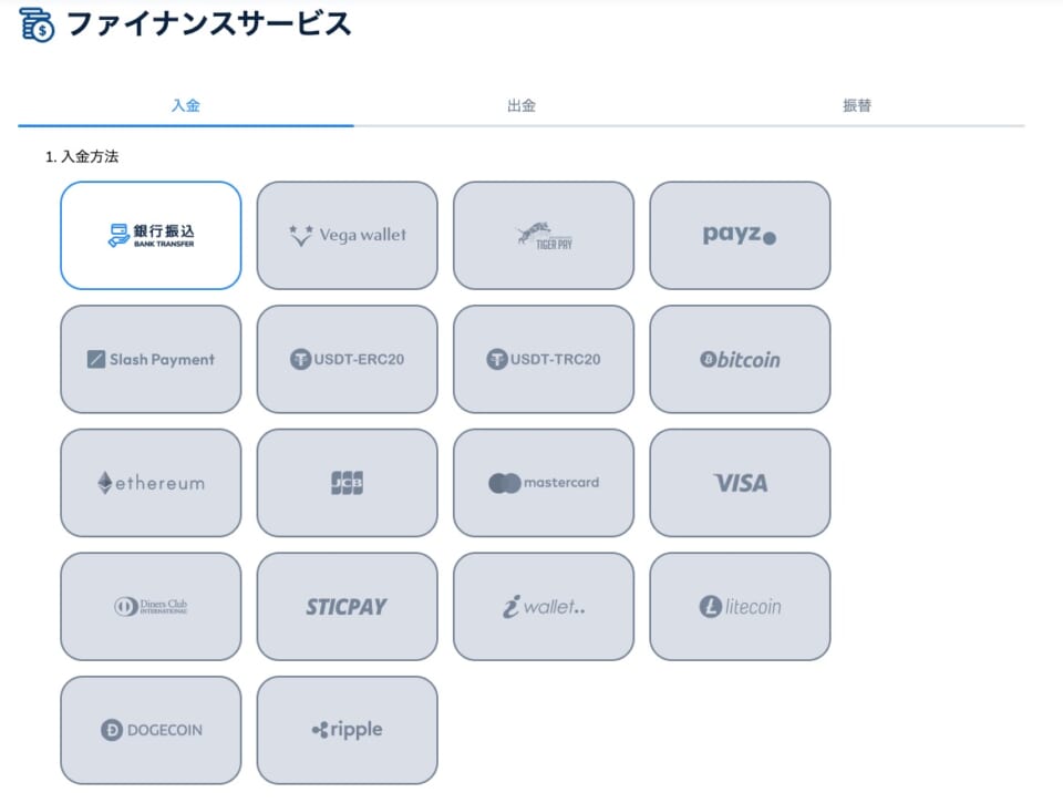⑥希望する入金方法を選択